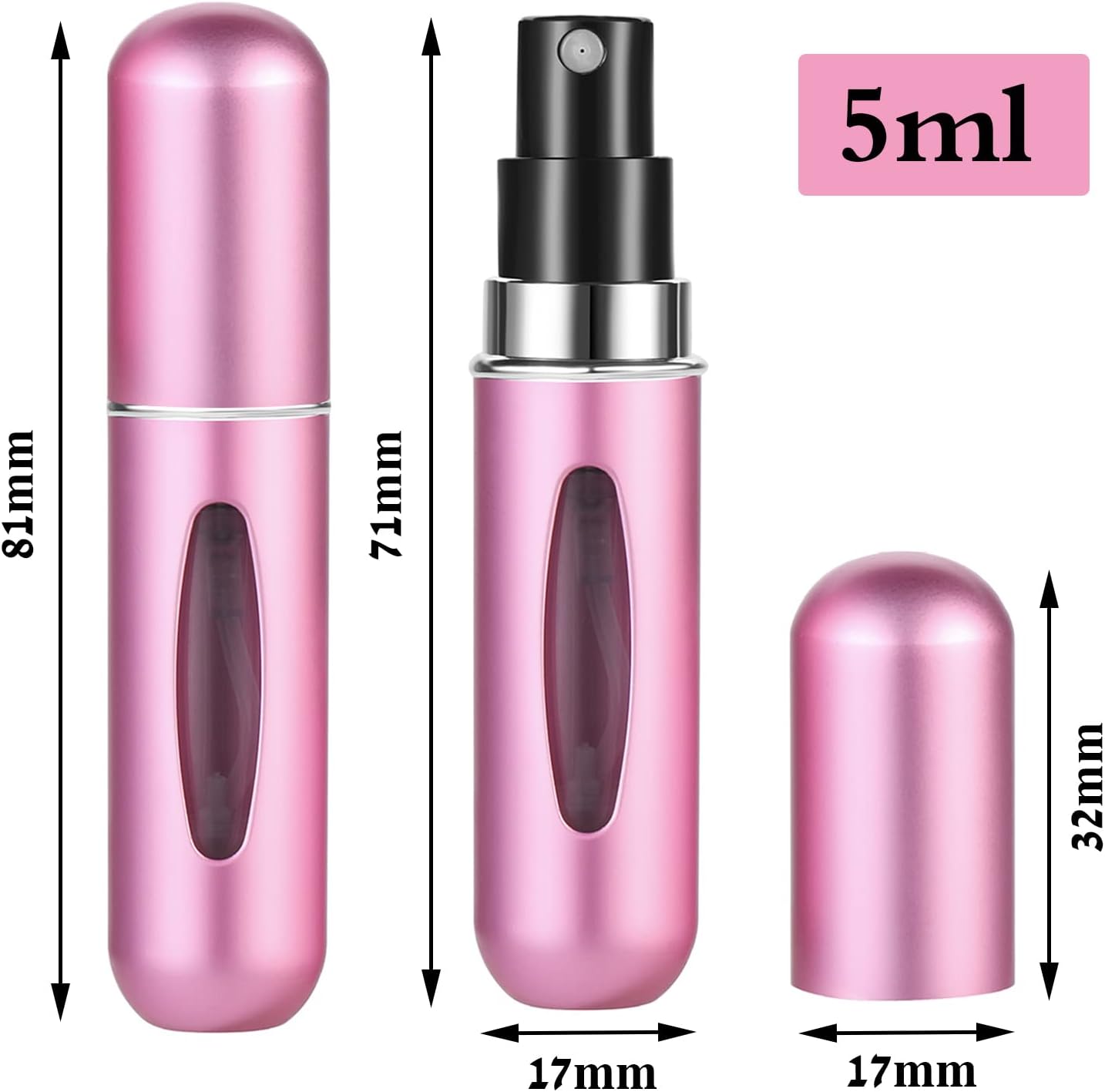 Perfume Atomiser Refillable 5 Pcs Travel Bottle Mini ML Atomizer Spray Portable Empty Fragrance Container for Aftershave Holiday and Night Out