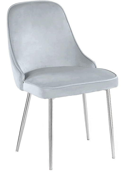 Dining Room Chairs Living Room Silver Legs Chair Velvet Fabric Chair For Office Visitor and Hotel Restaurant - Light Grey (Light Grey)