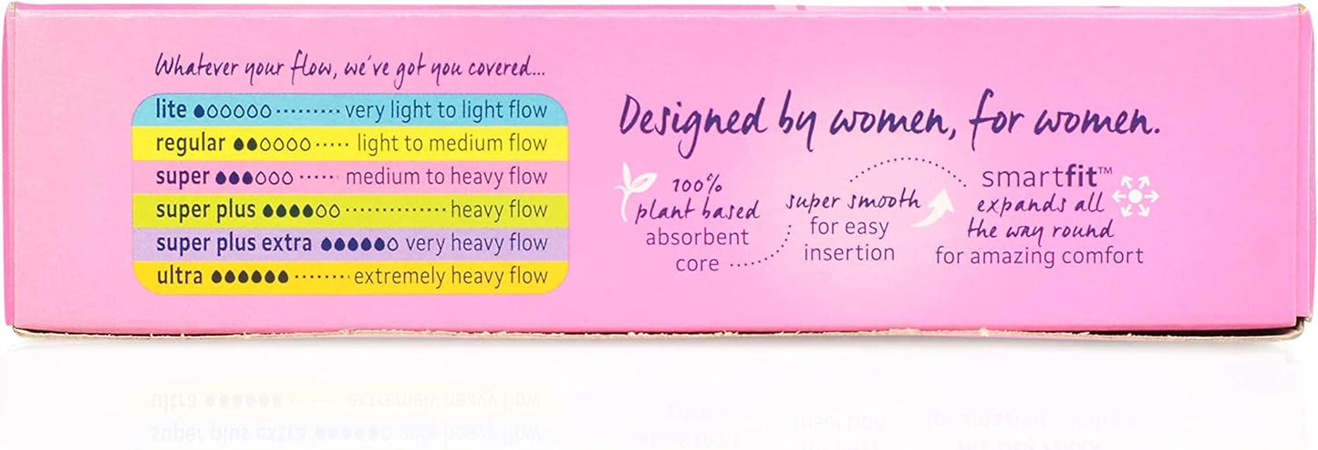 Lil-Lets Smart Fit Super Non-Applicator Tampons - 100% Plant Based Absorbent Core - Amazing Comfort - Perfect Leak Proof Protection - Super Smooth Application - Fragrance Free - 16 Units