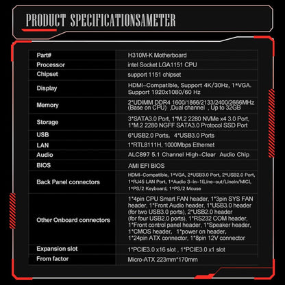 A 1151 Intel Socket A1151 CPU Processors Desktop Motherboard 2*DDR4 Up to 32GB 1*PCIE3.0 x16 Slot Home Office Gaming Motherboard 3*SATA3.0 1000mbps Fast Ethernet 2*M.2 NVME 1* M.2 NGFF