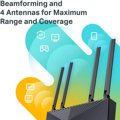 TP-Link Smart WiFi 6 Router (Archer AX10) – 802.11ax Router, 4 Gigabit LAN Ports, Dual Band AX Router,Beamforming,OFDMA, MU-MIMO, Parental Controls, Works with Alexa