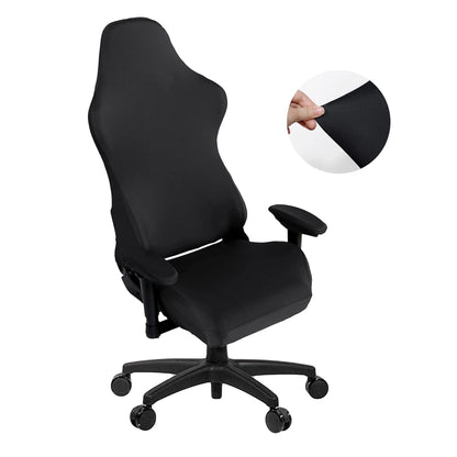 SARAFLORA Polyester Solid Stretch Washable Computer Chair Slipcovers for Universal Rotating for Boss, Office Chair (Large, Black)