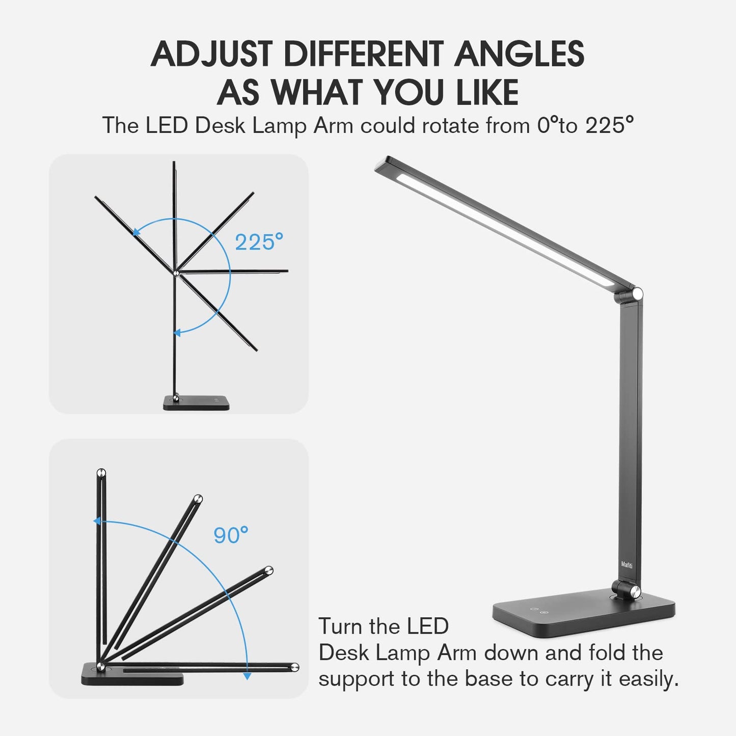 mafiti LED Desk Lamp, Aluminum Daylight Lamp Touch Control,Eye-Caring Dimmable Foldable Table Lamp for Back to School,Office,Bedroom,Working,Reading,Gift (white)