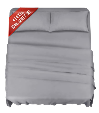 Premium Beige King Sheets Set - 1800 TC Series 4 Piece Bed Sheets - Soft Brushed Microfiber Fabric - 16 Inches Deep Pockets Sheets Wrinkle Free & Fade Resistant by Infinitee Xclusives