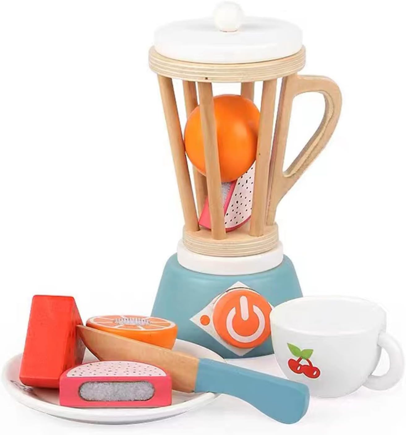 X IANGYU Juicer Toy Set Kids Kitchen Playset Mini Wooden Juicer Kids Plaything Kitchen Pretend Play