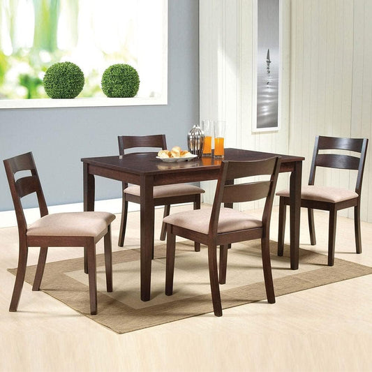 Danube Home Bahamas 5-Piece Rectangular Dining Set | Sturdy Kitchen Dining Table with 4 Dining Chairs | 1+4 Seater Modern Design Furniture for Home, Dining Room - Espresso