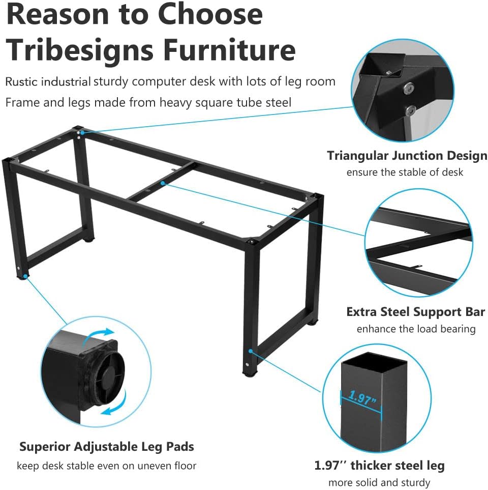 Tribesigns Computer Desk, Large Office Desk Computer Table Study Writing Desk for Home Office, Walnut + Black Leg, 63 X 23.6 inch