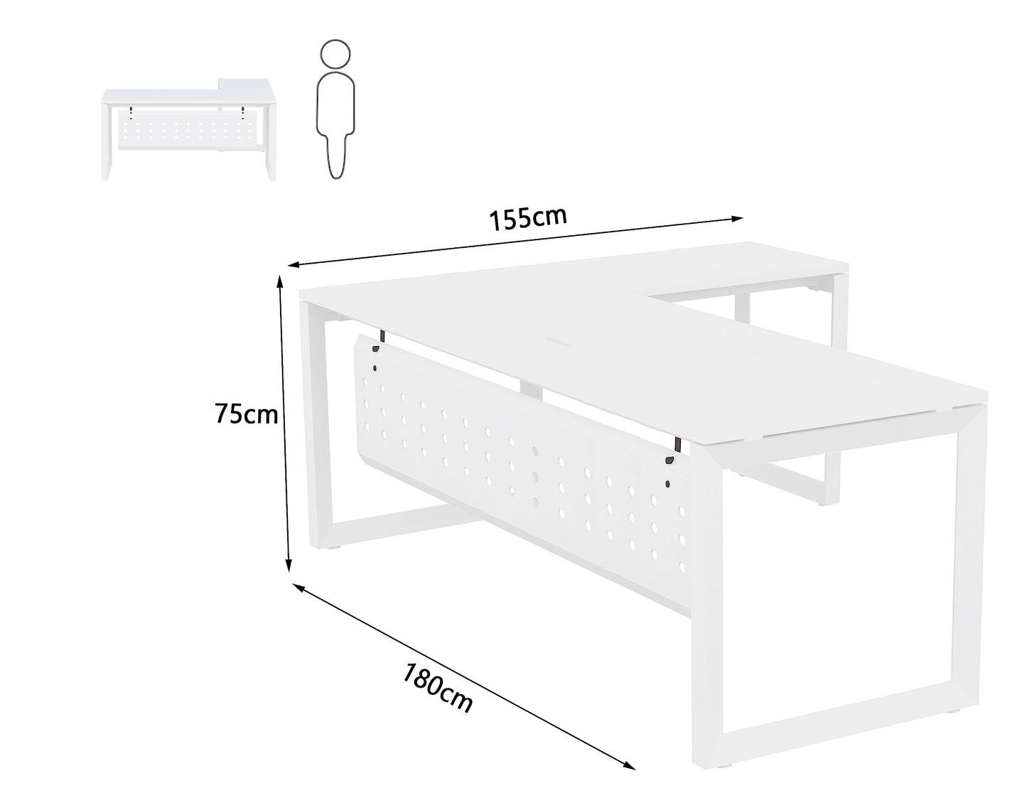 Mahmayi Vorm 136-18 White Modern Workstation Material-Melamine on MDF