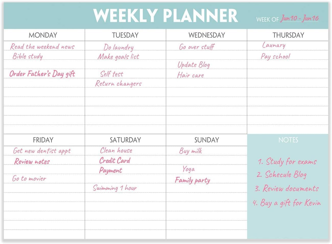 Premify Weekly Planner TO DO List Notepad, Task Pad w/Daily Checklist, Priority Note Sections, Calendar Desk Notebook for Daily Schedule (A4 52 Page Sheets