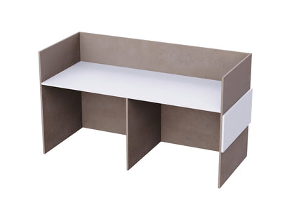 Mahmayi REC-2 Designer Reception Desk For Office Space, Front Office Desk (White-Coco Bolo)