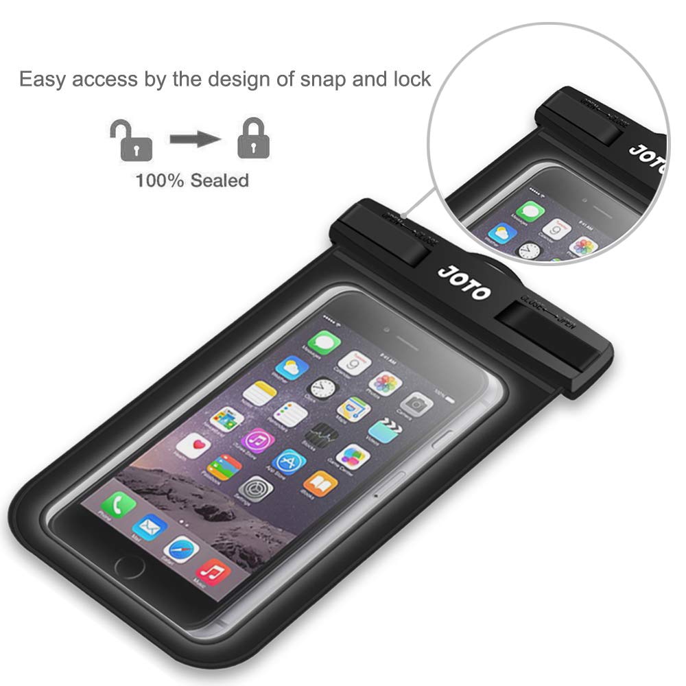 JOTO Universal Waterproof Phone Pouch Cellphone Dry Bag Case for iPhone 15 14 13 12 11 Pro Max Mini Plus Xs XR X 8 7 6S, Galaxy S23 S22 S21 Plus Note, Pixel up to 7" -Black - CaveHubs