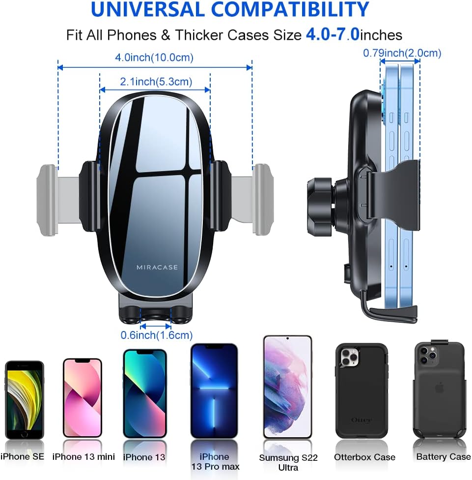 Miracase 【2023 New Generation】Car Phone Holder, Long Arm Phone Holder Car for Dashboard Windshield Air Vent【Heat-Resistant Strong Suction Cup】Car Mobile Holder Compatible with All Smartphones