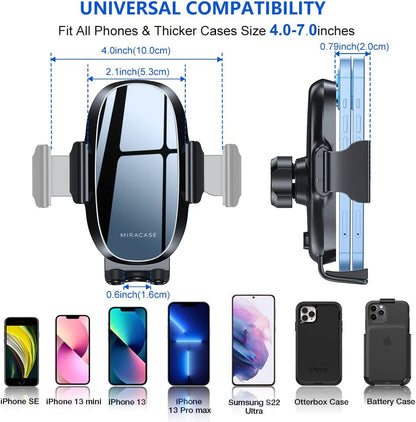 Miracase 【2023 New Generation】Car Phone Holder, Long Arm Phone Holder Car for Dashboard Windshield Air Vent【Heat-Resistant Strong Suction Cup】Car Mobile Holder Compatible with All Smartphones