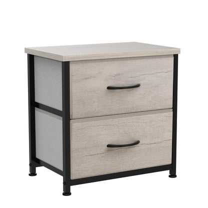 LUMTOK Greige Nightstand Set of 2 with Drawer, 2 Drawers Dresser for Bedroom, Small Night Stand and Dressers Sets with 2 Fabric Drawers, End Table with Drawer for Living Room, College Dorm (2PCS)