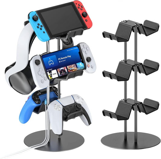 FC22 Controller Holder Compatible to PS5, Gaming Headset Stand Mount,PS4,Xbox One, Xbox Series X S, Nintendo Switch, Headset Aluminum Metal Holder Universal Gamepad Gaming Controller Accessories