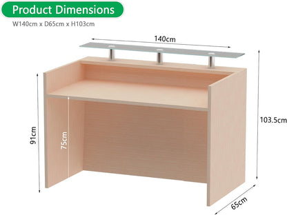 Mahmayi REC-2 Designer Reception Desk For Office Space, Front Office Desk (White-Coco Bolo)