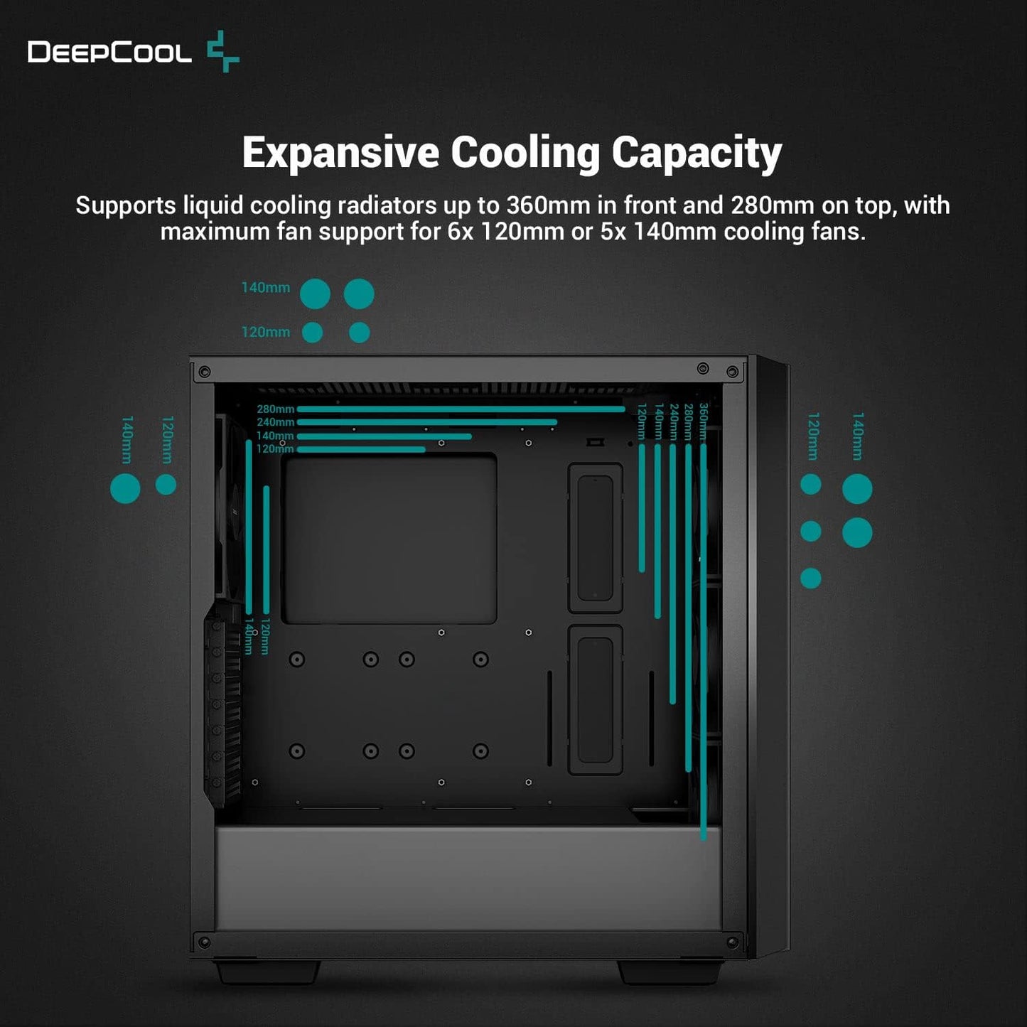 Deepcool MID TOWER CASE CG560 Side window Black MidTower Power supply included No