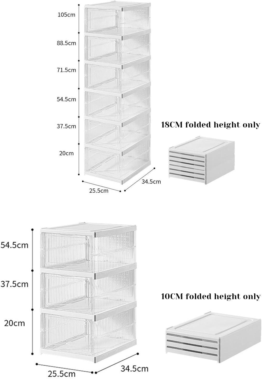 Shoe Storage Boxes, Shoe Storage Organzier, Foldable Shoes Boxes Clear Plastic Stackable, Shoes Organzier, Sturdy Shoe Box Storage Container, Foldable Shoe Rack Sneaker Container (3layer)