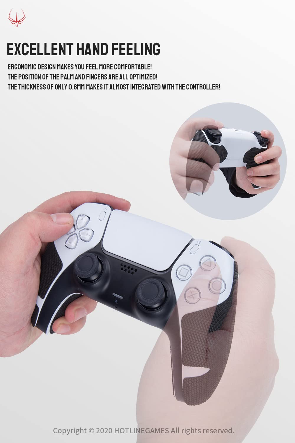 Hotline Games 2.0 Plus Controller Grip for PS5 Controller Grips Tape Playstation 5 DualSense Wireless Controllers,Anti-Slip,Sweat-Absorbent,Easy to Apply,Handle Grips+Buttons+Triggers (Black)