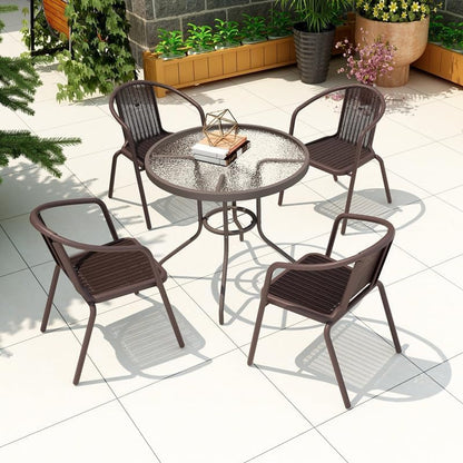 Vital Garden Dining Set 5 Piece (4 Chair and 1 Table) Outdoor Furniture Patio Dining Table and Chair Balcony Dinner Table Dinner Chair Poly Rattan Anthracite & Grey (‎VI-DNS-03)