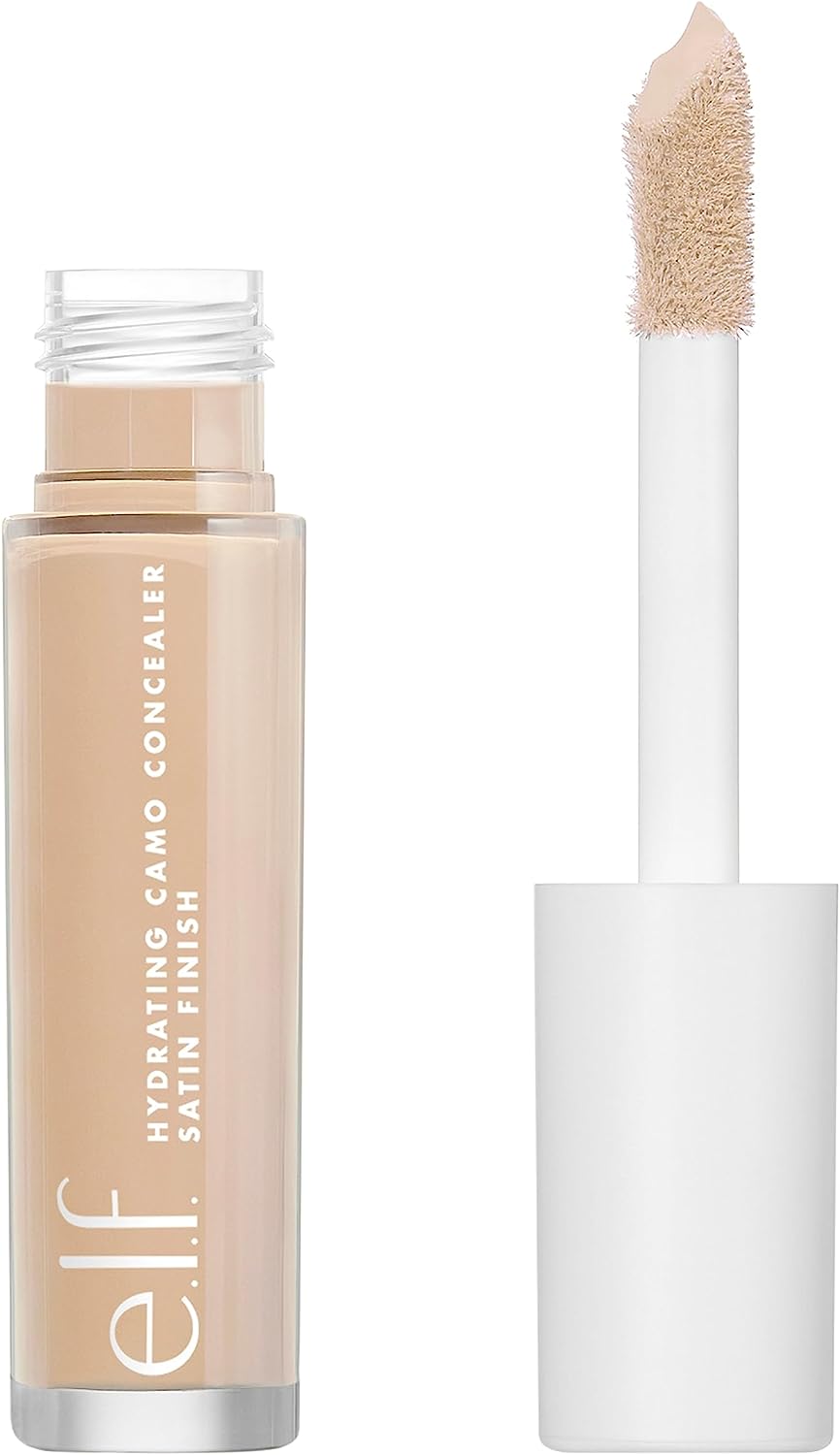 e.l.f, Hydrating Camo Concealer, Lightweight, Full Coverage, Long Lasting, Conceals, Corrects, Covers, Hydrates, Highlights, Medium Peach, Satin Finish, 25 Shades, All-Day Wear, 0.20 Fl Oz