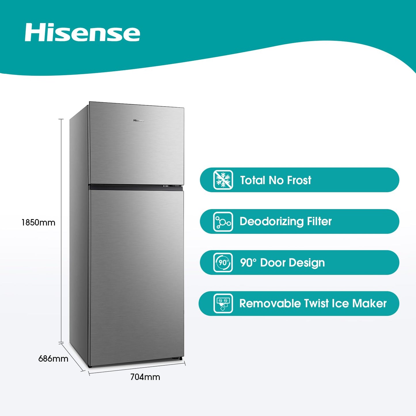 Hisense 599 Liter Refrigerator Double Door Top Mount Silver Model RT599N4ASU"Min 1 year manufacturer warranty"