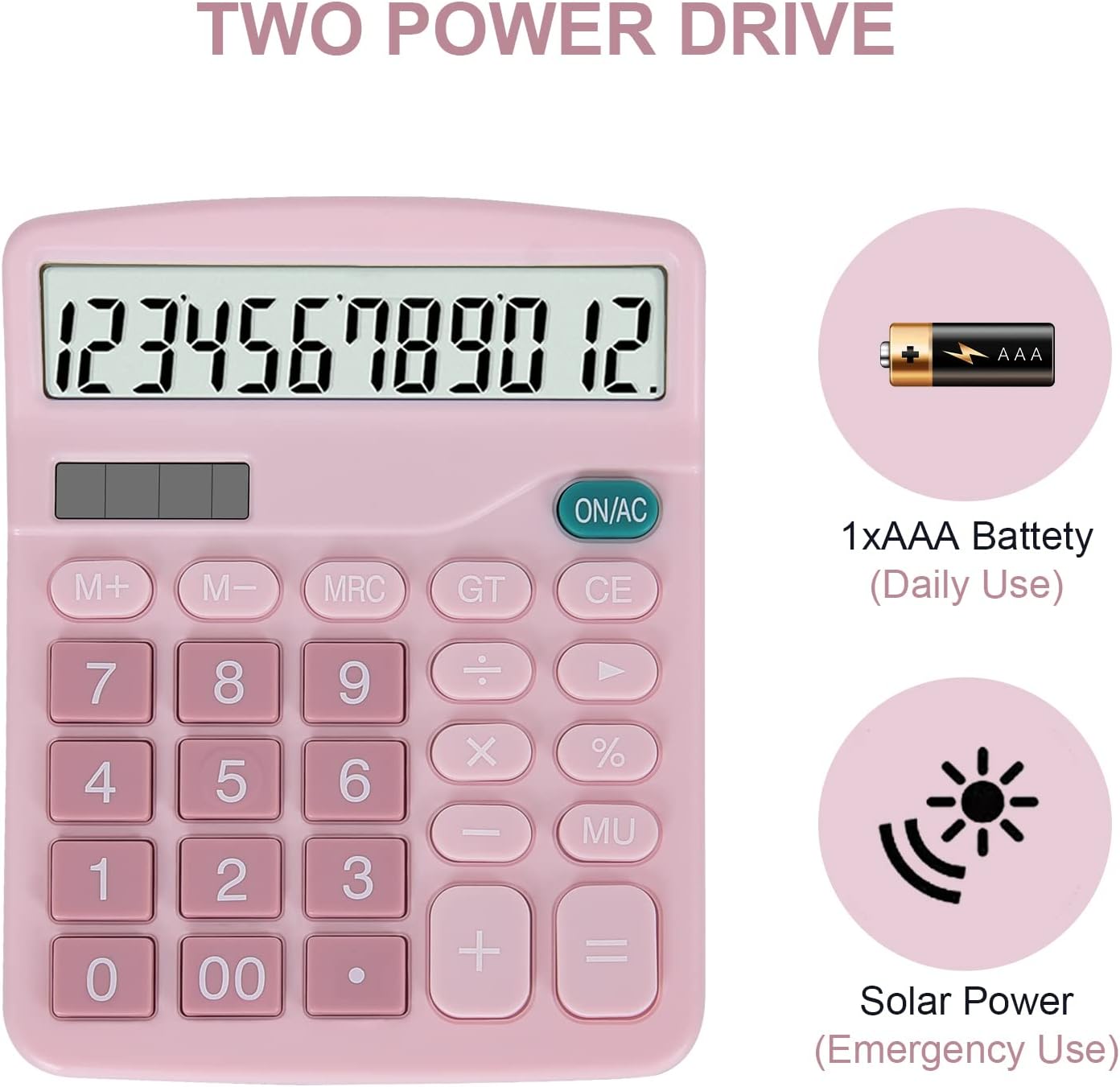 EooCoo Basic Standard Calculator 12 Digit Desktop Calculator with Large LCD Display for Office, School, Home & Business Use, Modern Design - Green