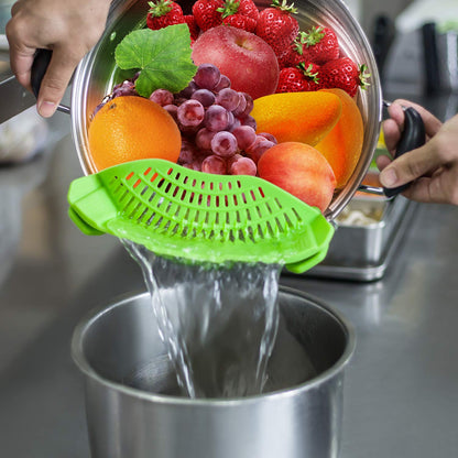 Clip on Strainer for pots pans, Snap'N Strainer Strain Made by FDA Approved, Heat Resistant Silicone, Easy to Use and Store,Dishwasher Safe