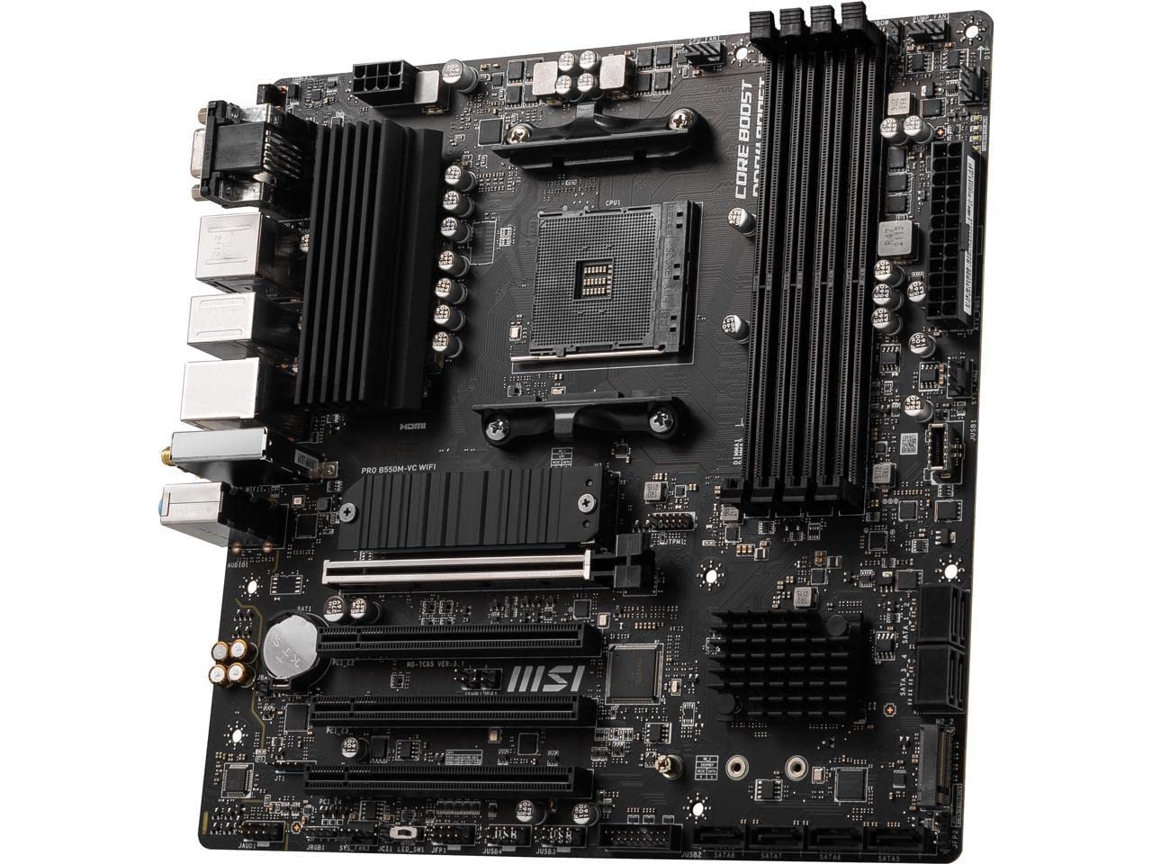 MSI B550M PRO-VDH WiFi ProSeries Motherboard (AMD AM4, DDR4, PCIe 4.0, SATA 6Gb/s, M.2, USB 3.2 Gen 1, Wi-Fi, D-SUB/HDMI/DP, Micro-ATX)