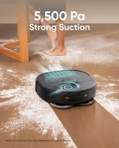 eufy X10 Pro Omni Robot Vacuum and Mop with 8,000 Pa Suction, Dual Mops with 12 mm Auto-Lift and Carpet Detection, AI Obstacle Avoidance, Auto Mop Washing, Self-Drying, Self-Emptying, Self-Refilling