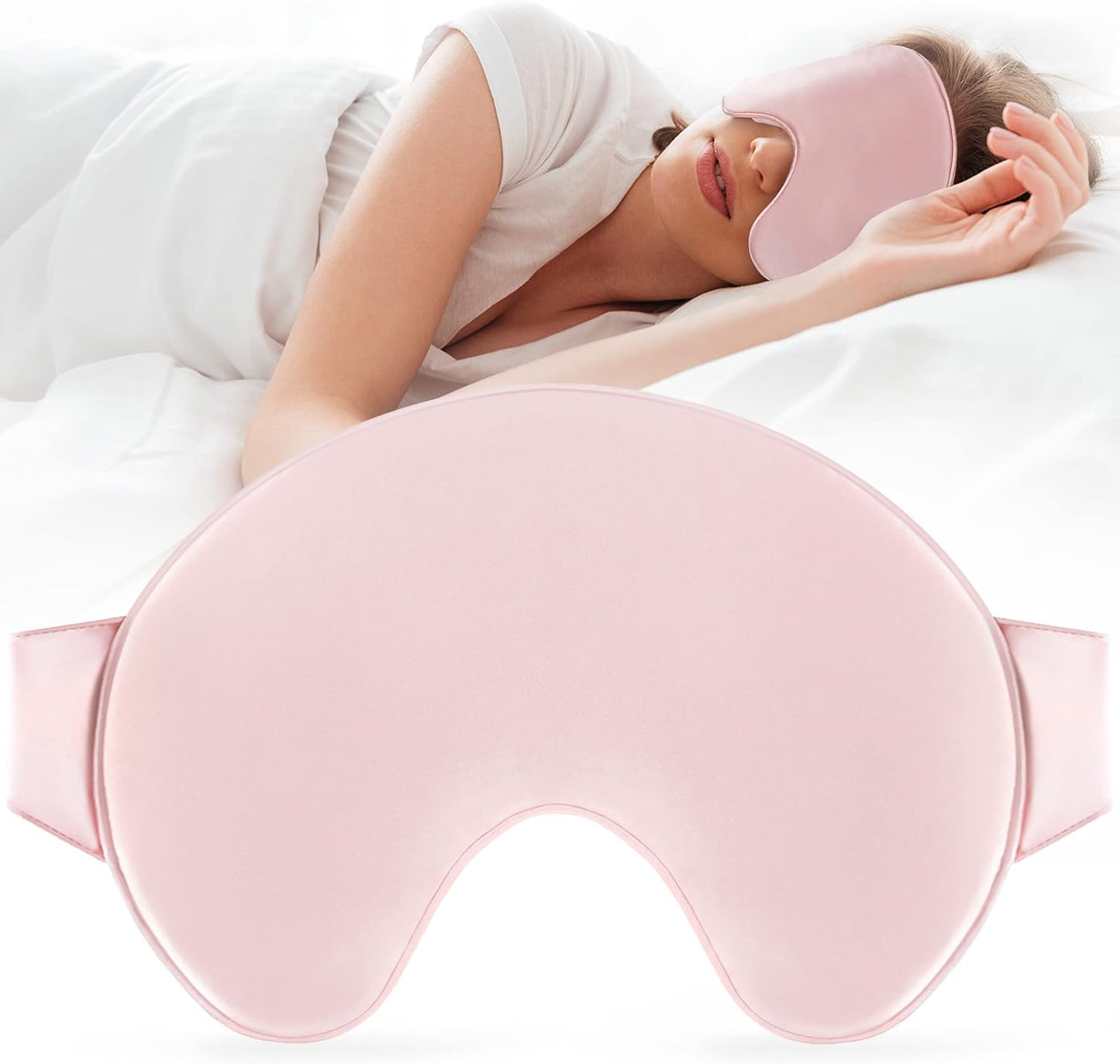 Sleep Mask, 100% Silk Large Sleep Mask for Womens Girls, Natural Pure Mulberry Silk Blindfold, Lightweight Comfortable Blindfold, Cute Soft Eyes Mask with Elastic Strap (Pink)