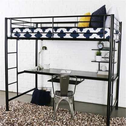 Walker Edison Elodie Urban Industrial Twin over Twin Metal Bunk Bed, Twin over Twin, White