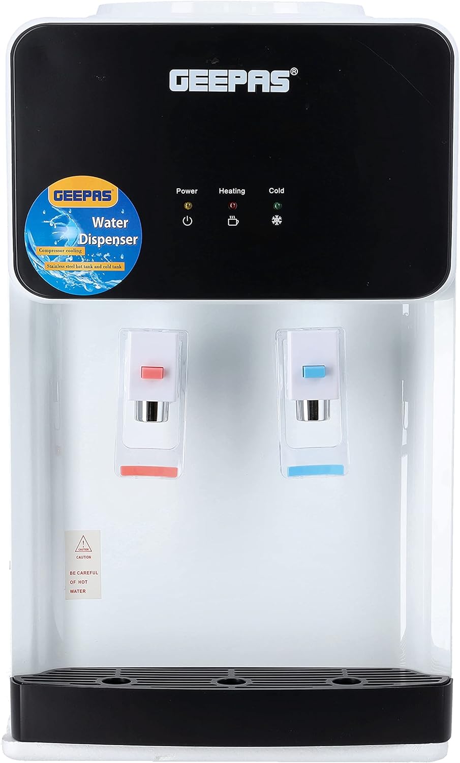 Geepas GWD8356 Hot & Cold Water Dispenser| with Stainless Steel Tank-With Fast Cooling And 2 Taps, Hot And Cold |1 year warranty