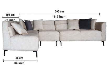 Reno L-Shaped Sofa, Beige