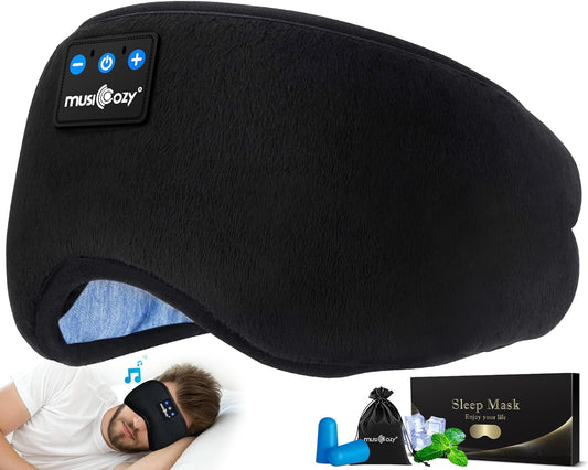 MUSICOZY Sleep Headphones Bluetooth 5.2 Headband Sleeping Eye Mask for Mom Women Men Wireless Music Earbuds Earphones for Side Sleepers Built-in HD Speakers Cool Gadgets Unique Gifts