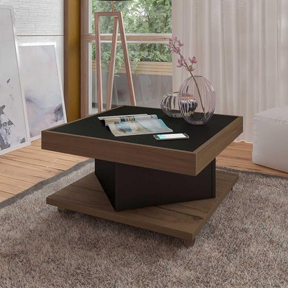 Artely Saara Coffee Table, Walnut Brown with Black - W 63 cm x D 63 cm x H 33.5 cm