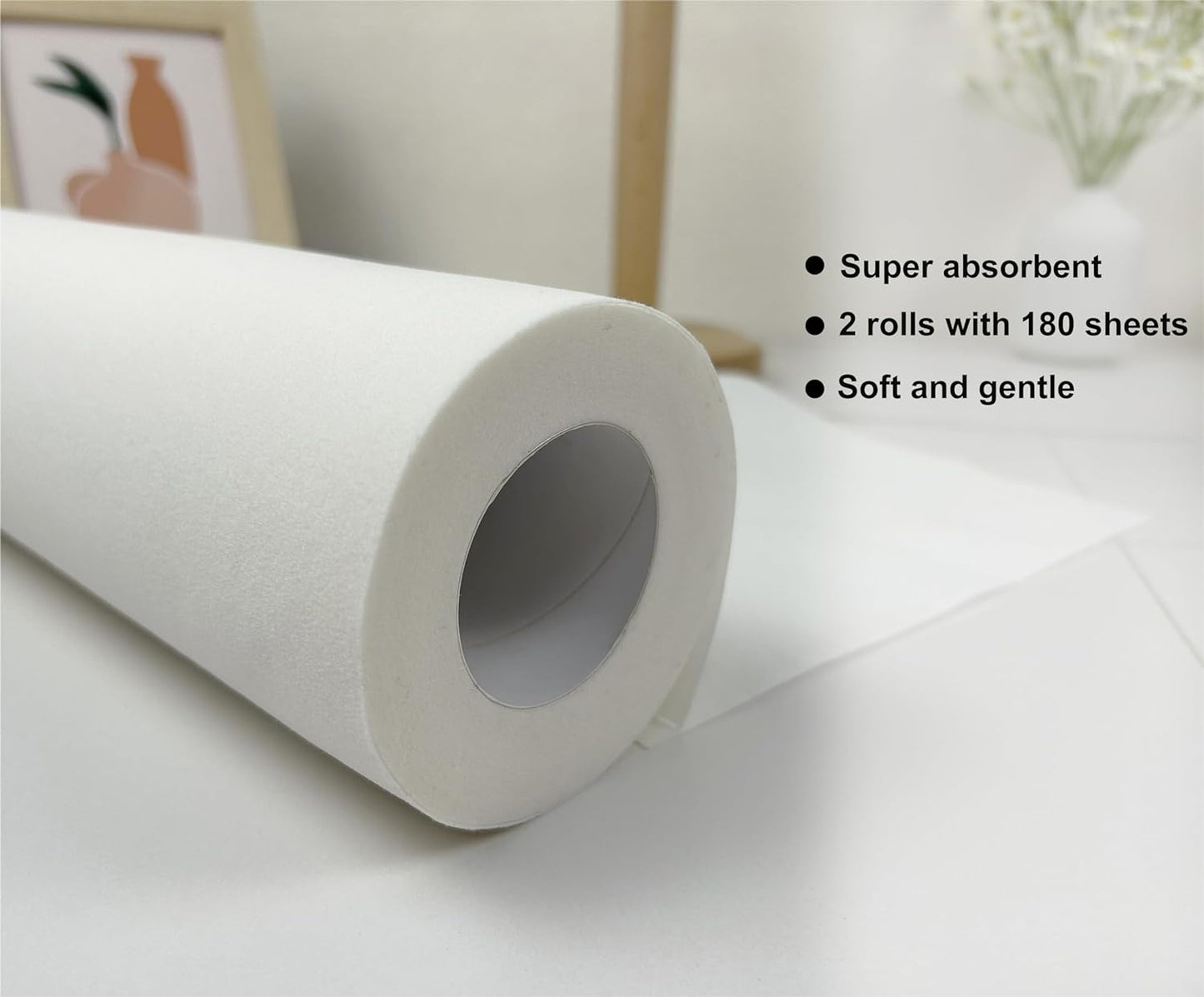 JEBBLAS Washable Kitchen Paper Towel Roll Quick Size Paper Towels 2 Family Rolls=10 Regular Rolls, White Absorbent, Stronge 180 Sheets