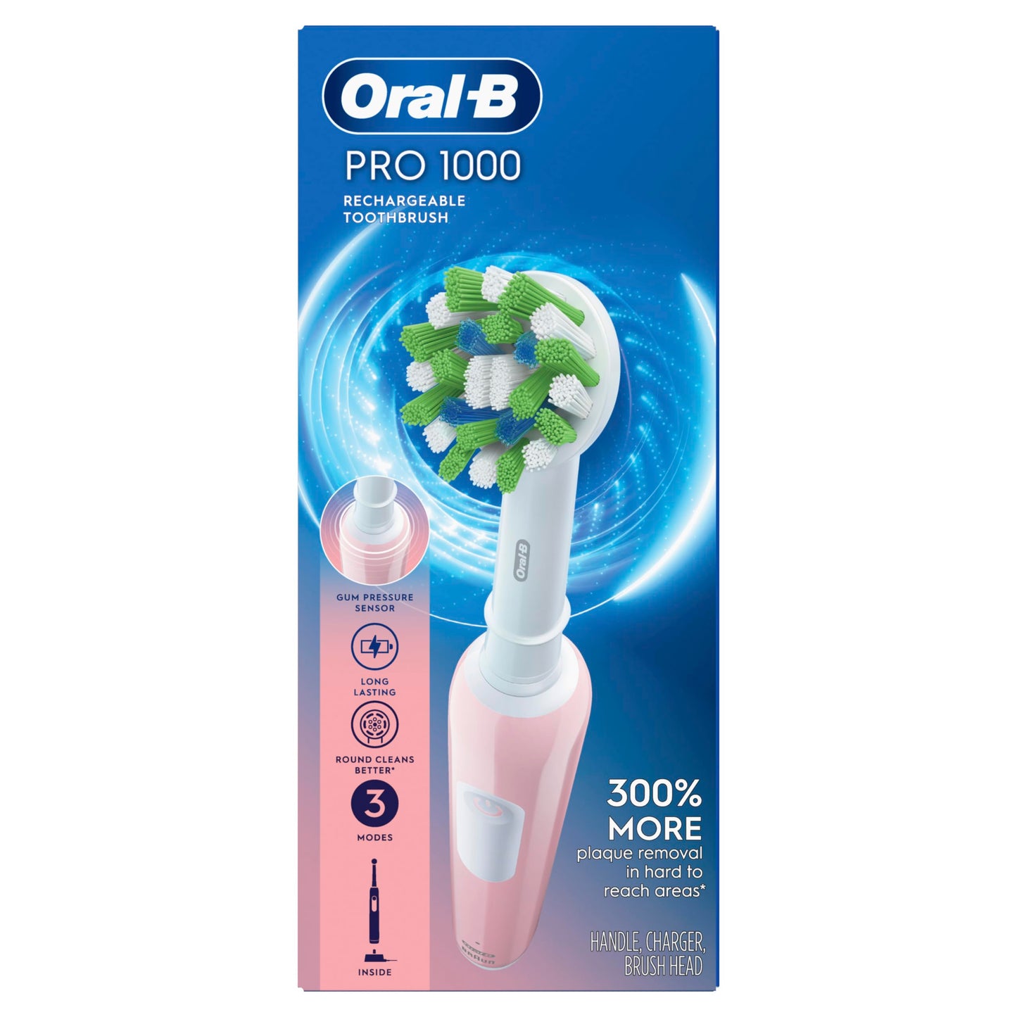 Oral-B Pro 1000 CrossAction Electric Toothbrush, Pink, Powered by Braun