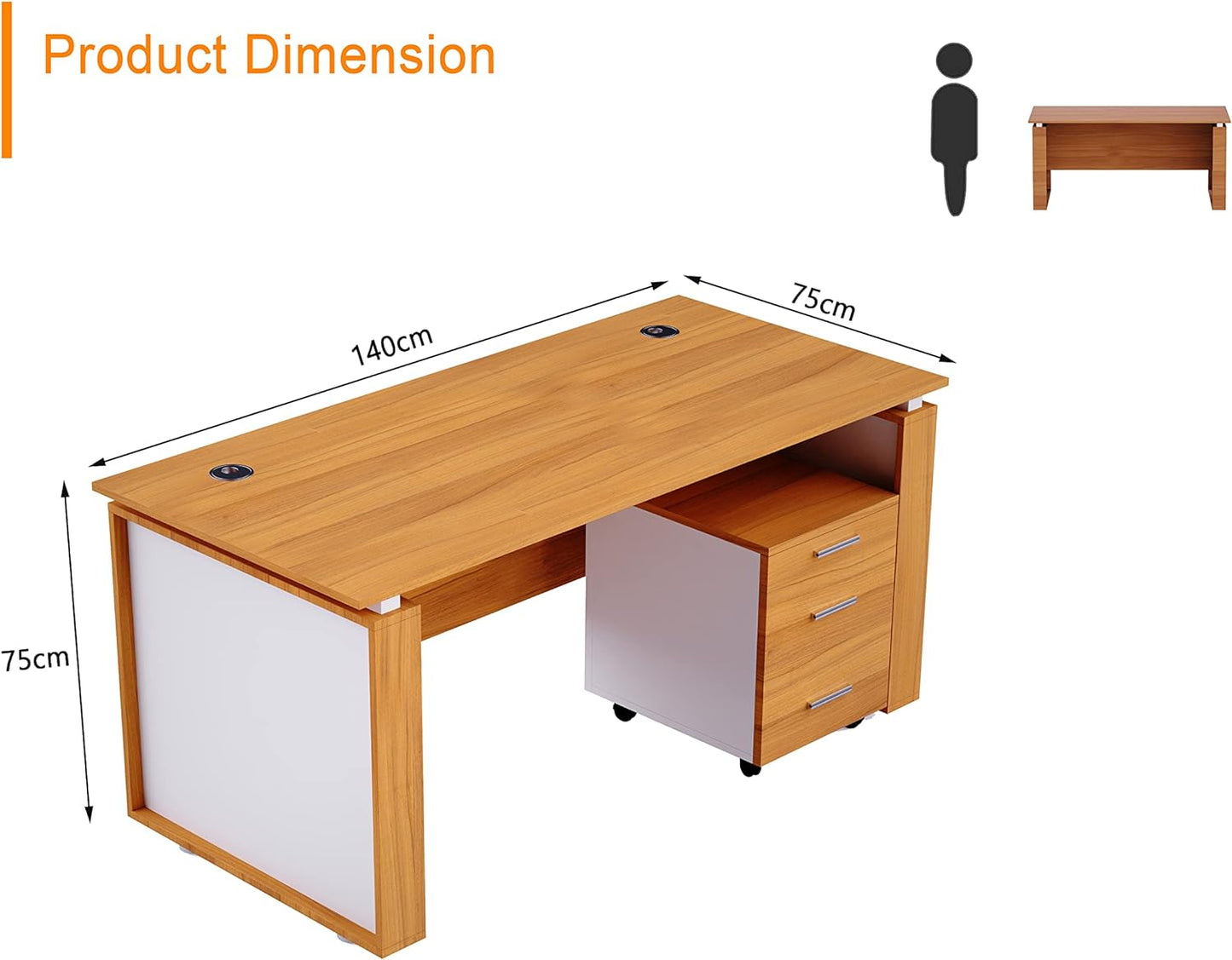 Mahmayi Renewed Modern Stylish Workstation Computer Desk for Home, Office, Living Room - Study Table - Office Furniture - 120 x 60CM - White