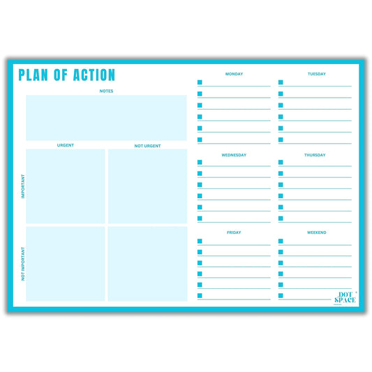 DOTSPACE Plan of Action Weekly Planner Notepad - Priorities Matrix for Brainstorming, Weekly To Do List and Notes - 40 Premium Tear Off Sheets/Weeks - Desk Planner/Organizer