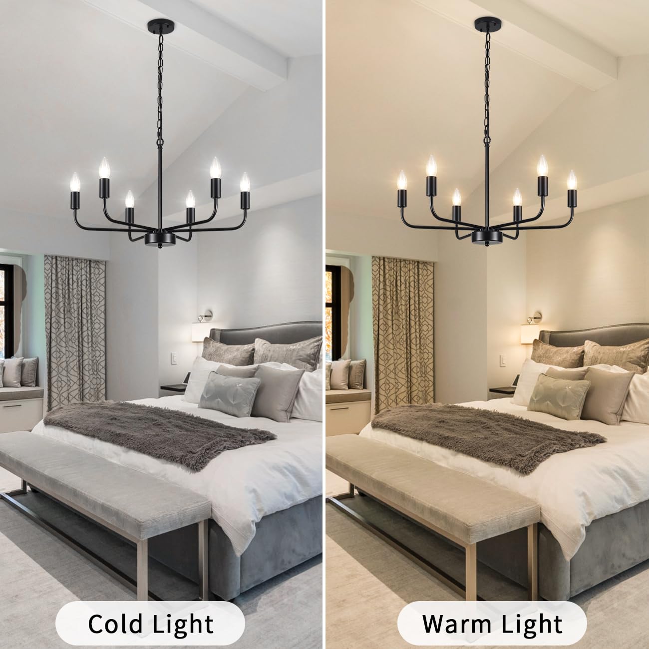 MRHYSWD Black Chandeliers Ceiling Lights Living Room, 6 Lights Pendant Light Fitting Industrial Ceiling Lighting for Kitchen Dining Room Bedroom Hall, Height Adjustable, E14 Bulbs (Exclude)