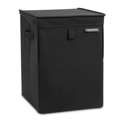 Brabantia - Stackable Laundry Box - Space Efficient Sorting - Compact Storage - Sturdy Grips - Laundry Basket - Rectangular - Bathroom - Pepper Black - 35L