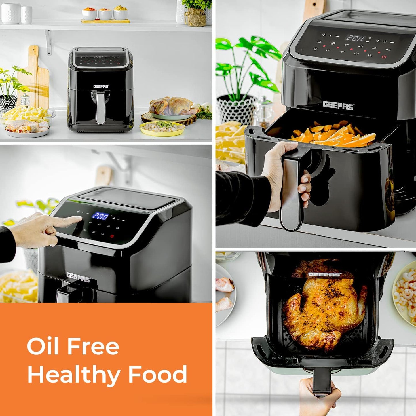 Geepas 9.2L Digital Air Fryer with Vortex – Family-Sized 9-in-1 Convection LED Touchscreen, 60 Minutes Timer & Non-Stick Basket Oil Free Toaster Oven | 2 Years Warranty