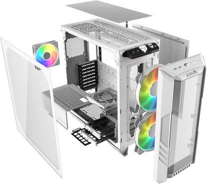 Cooler Master MasterCase H500 ARGB - PC Case with Dual 200mm Fans for High-Volume Airflow, Mesh and Transparent Front Chassis Panels, Flexible ATX Hardware Capacity