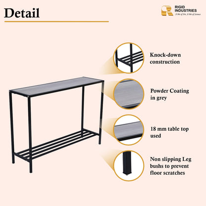 RIGID Modern Console Table, Thin Sofa Table, Slim Narrow Accent Entryway Table with Storage Shelf, Industrial Steel Frame, Sturdy Coffee Snack Table, Side Table, End Table for Living Room, Hallway