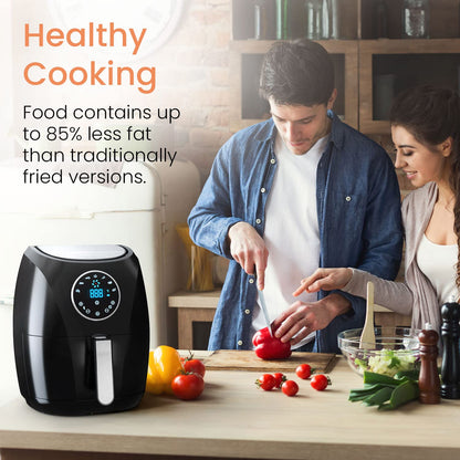 Pro Breeze Air Fryer 4.2L 1400W With Digital Display Timer And Fully Adjustable Temperature Control For Healthy Oil Free & Low Fat Cooking 4.2L Black