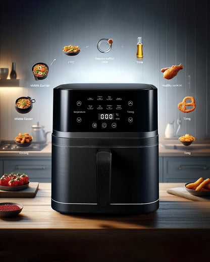 6.5L Air Fryer with Multi-Function Cooking Revolutionize Your Kitchen Experience Smart Touch, Large Capacity, Precise Temperature Control, Extended Timer - Ideal for Healthy Frying & Delicious Recipes