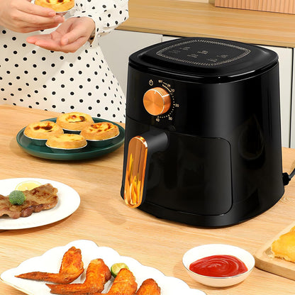 OKSTENCK Air Fryer Oven 4-Liter Large Capacity 6-in-1 Air Fryer 1100w High Firepower, 360°Hot Air Circulation, Oil-Free Baking, Single Knob Operation for 180 Minutes, Timed Baking.