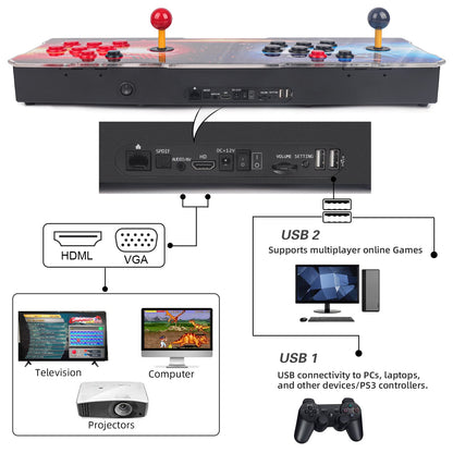 22000 Games in 1 Arcade Game Console,Search Games, Support 3D Games,Favorite List, 4 Players Online Game,1280X720 Full HD Video Game