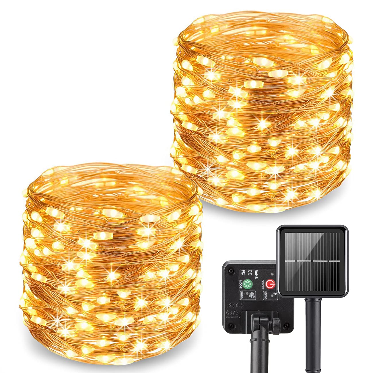 ANJAYLIA LED Fairy Lights Battery Operated String Lights Firefly Lights Garden Home Bedroom Christmas Party Wedding Festival Decorations (Warm White, 16.5Ft*2)